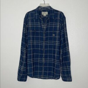 Denim & Supply Ralph Lauren Shirt Men's Large Linen Blend Blue Plaid Button Up